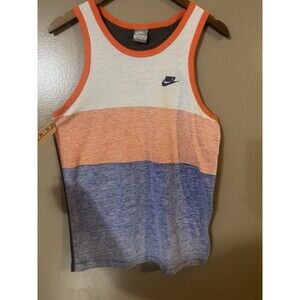 Vintage Nike Men’s Tank Top Med White Blue Orange Gray Label Y2K